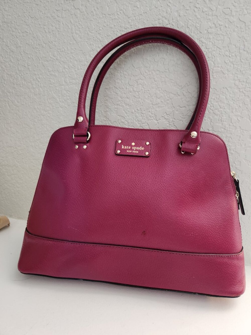 Kate Spade Burgandy/Wine Leather Tote Bag Purse Large